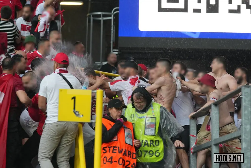 Turkey and Georgia fans clash before their Euro 2024 match