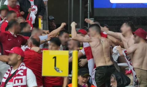 Turkey and Georgia fans fight inside stadium before Euro 2024 game