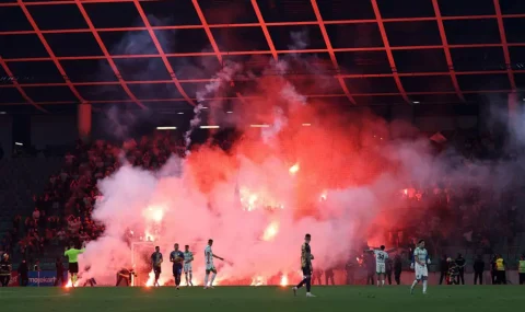 Rijeka fans halt Conference League match by throwing flares on pitch