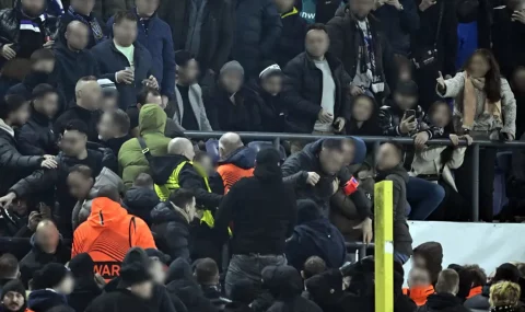 Anderlecht and Fenerbache fans brawl in stands during Europa League tie